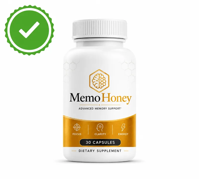 MemoHoney bottle with verified label checkmark