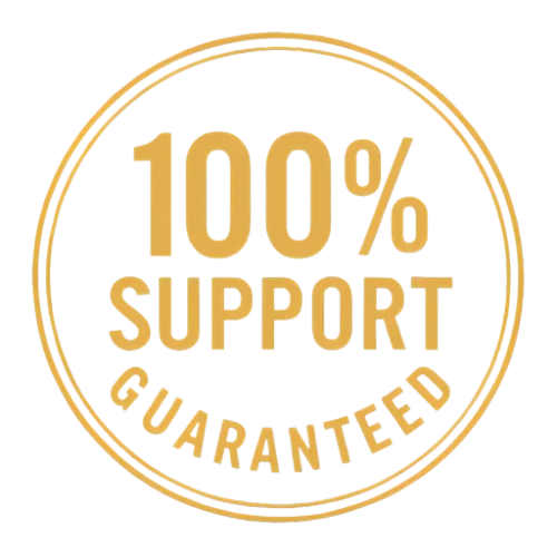 100% support guaranteed badge