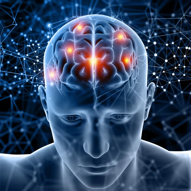 Illustration of brain activity and neural connections