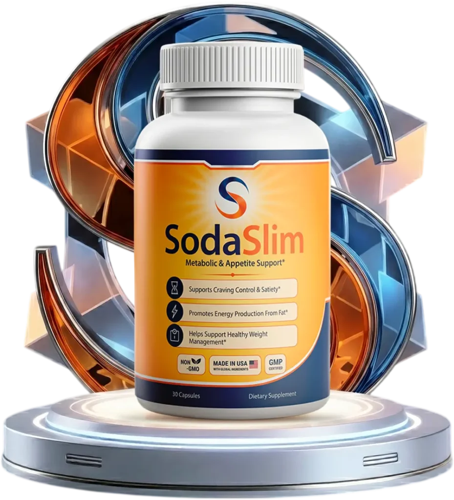 SodaSlim bottle on a pedestal